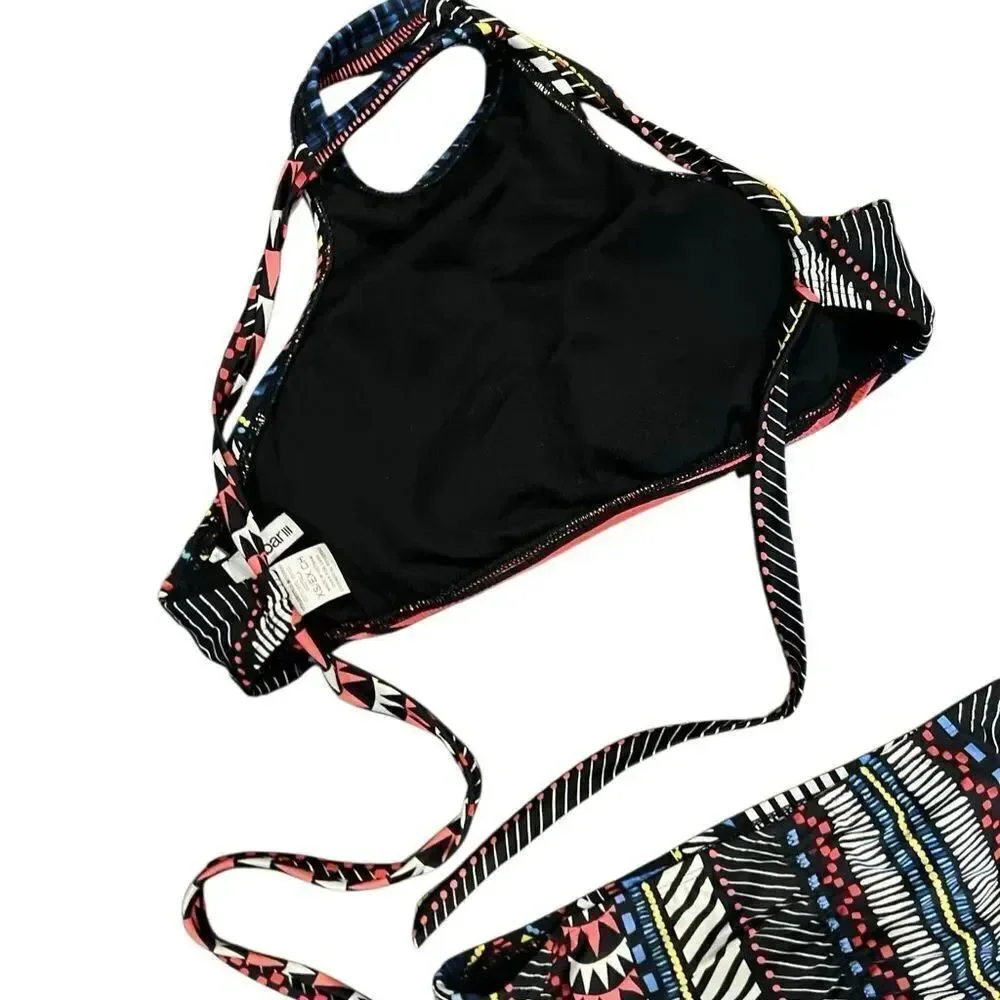 Bar III Two Piece Bikini Swimsuit Set abstract boho Size top XS bottoms S